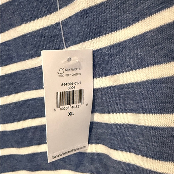 Banana Republic Factory Women’s Navy and White Striped Tee - Picture 3 of 4